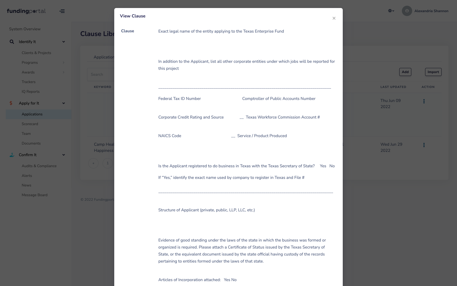 Fudingportal Enterprise application clauses
